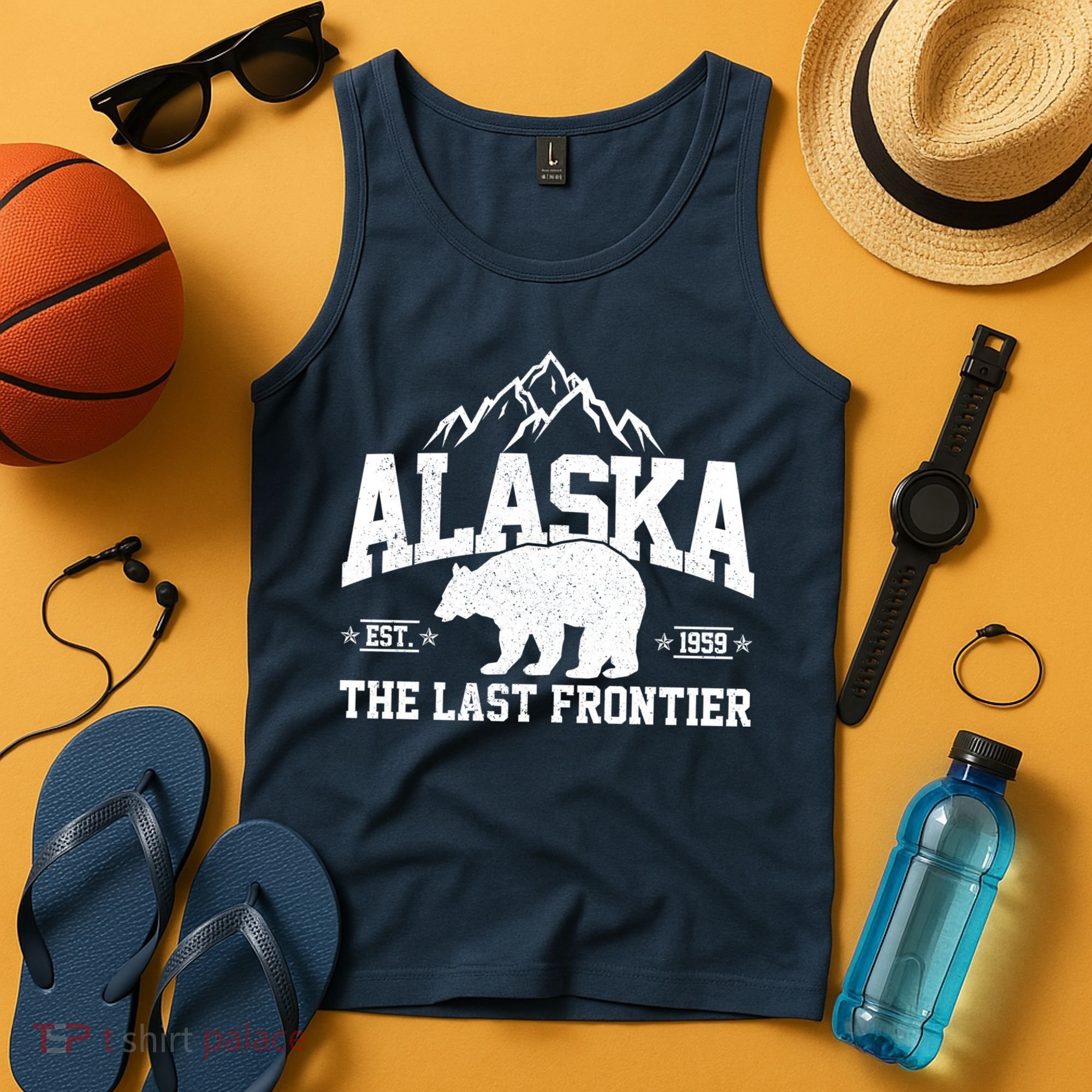 Alaska The Last Frontier EST 1959 Grizzly Bear Mountains Tank Top