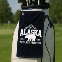 Alaska The Last Frontier EST 1959 Grizzly Bear Mountains Golf Towel thumb 2