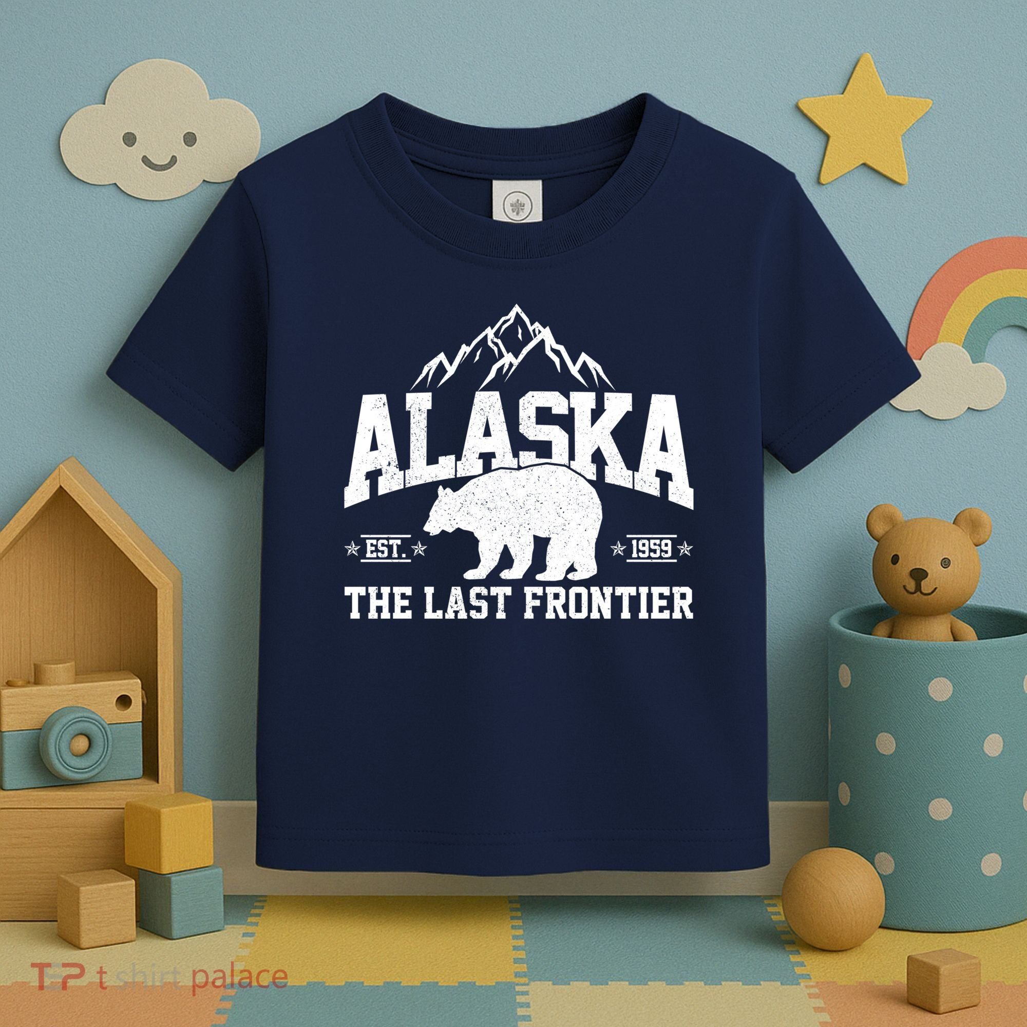Alaska The Last Frontier EST 1959 Grizzly Bear Mountains Toddler T-Shirt