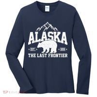 Alaska The Last Frontier EST 1959 Grizzly Bear Mountains Women's Long Sleeve Shirt thumb 0