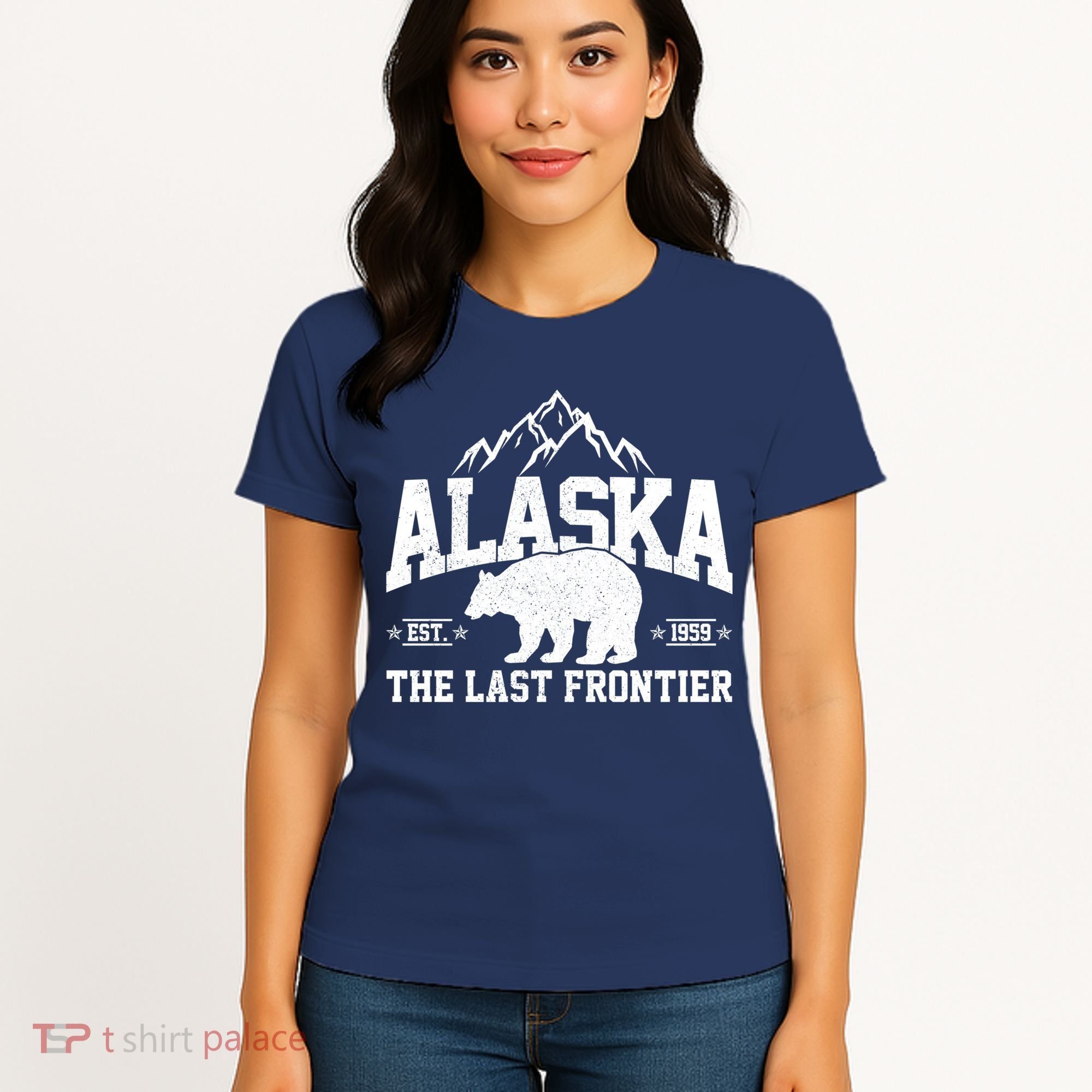 Alaska The Last Frontier EST 1959 Grizzly Bear Mountains Women's T-Shirt