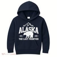 Alaska The Last Frontier EST 1959 Grizzly Bear Mountains Kids Hoodie thumb 0
