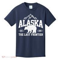 Alaska The Last Frontier EST 1959 Grizzly Bear Mountains Kids T-Shirt thumb 0