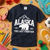 Alaska The Last Frontier EST 1959 Grizzly Bear Mountains Kids T-Shirt thumb 3