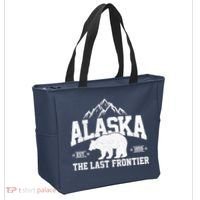 Alaska The Last Frontier EST 1959 Grizzly Bear Mountains Tote Bag thumb 2