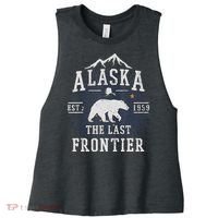 Alaska The Last Frontier Adventure Alaskan Home Gift Women's Racerback Cropped Tank thumb 0