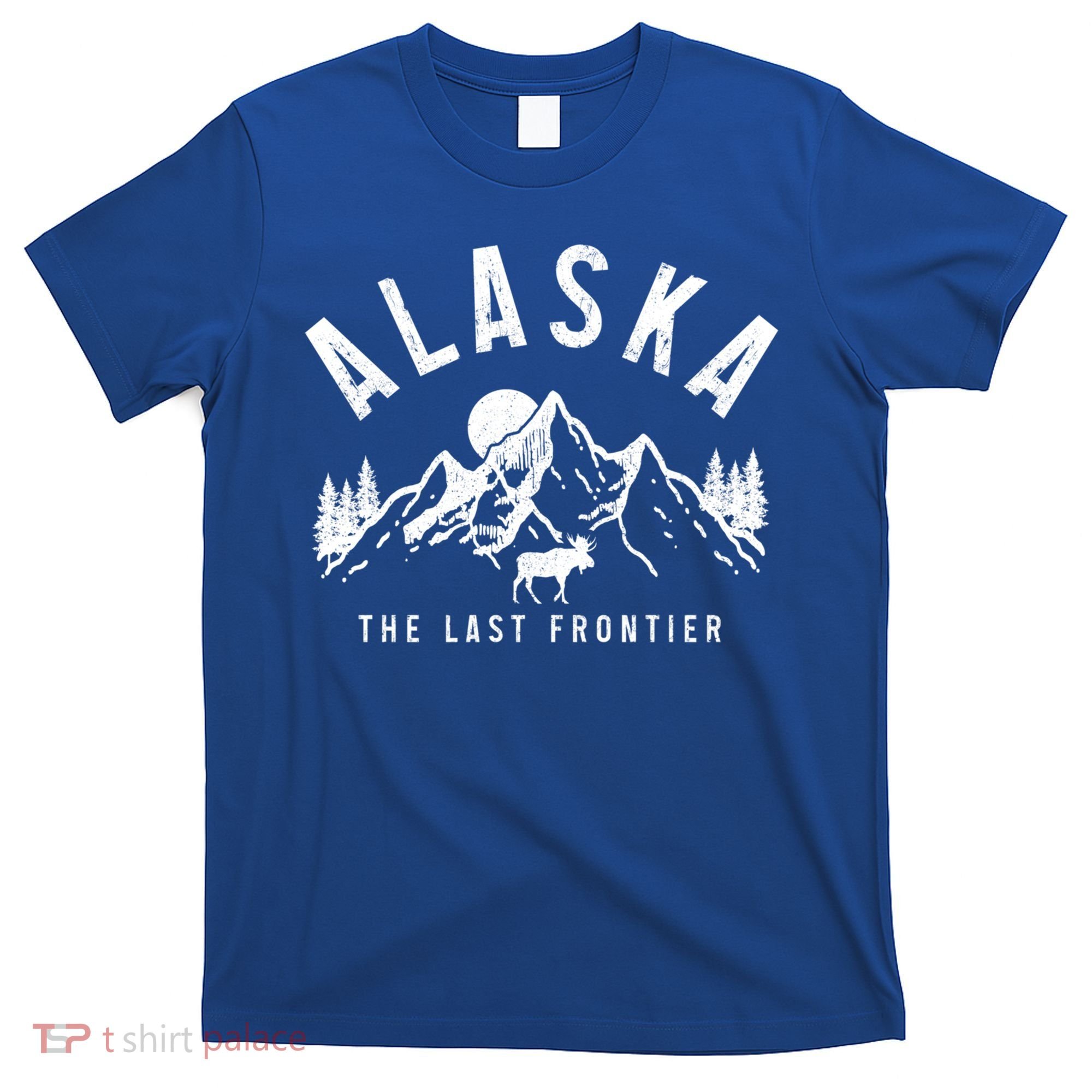 Alaska The Last Frontier Vintage Mountains Moose Hiking Gift T-Shirt