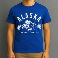 Alaska The Last Frontier Vintage Mountains Moose Hiking Gift T-Shirt thumb 3