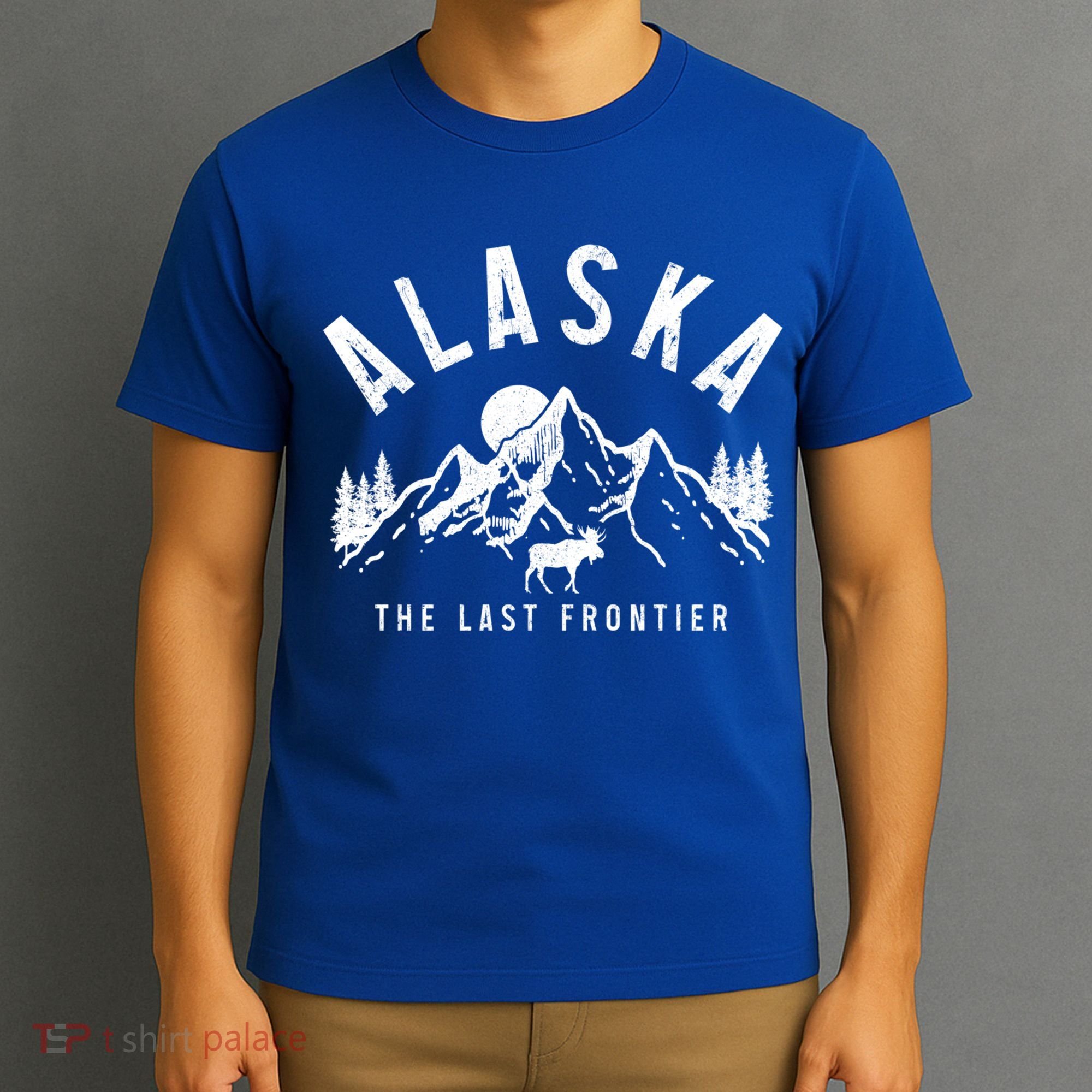 Alaska The Last Frontier Vintage Mountains Moose Hiking Gift T-Shirt
