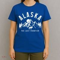 Alaska The Last Frontier Vintage Mountains Moose Hiking Gift T-Shirt thumb 4