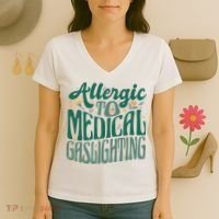 Allergic To Medical Gaslighting Funny Women's V-Neck T-Shirt thumb 3