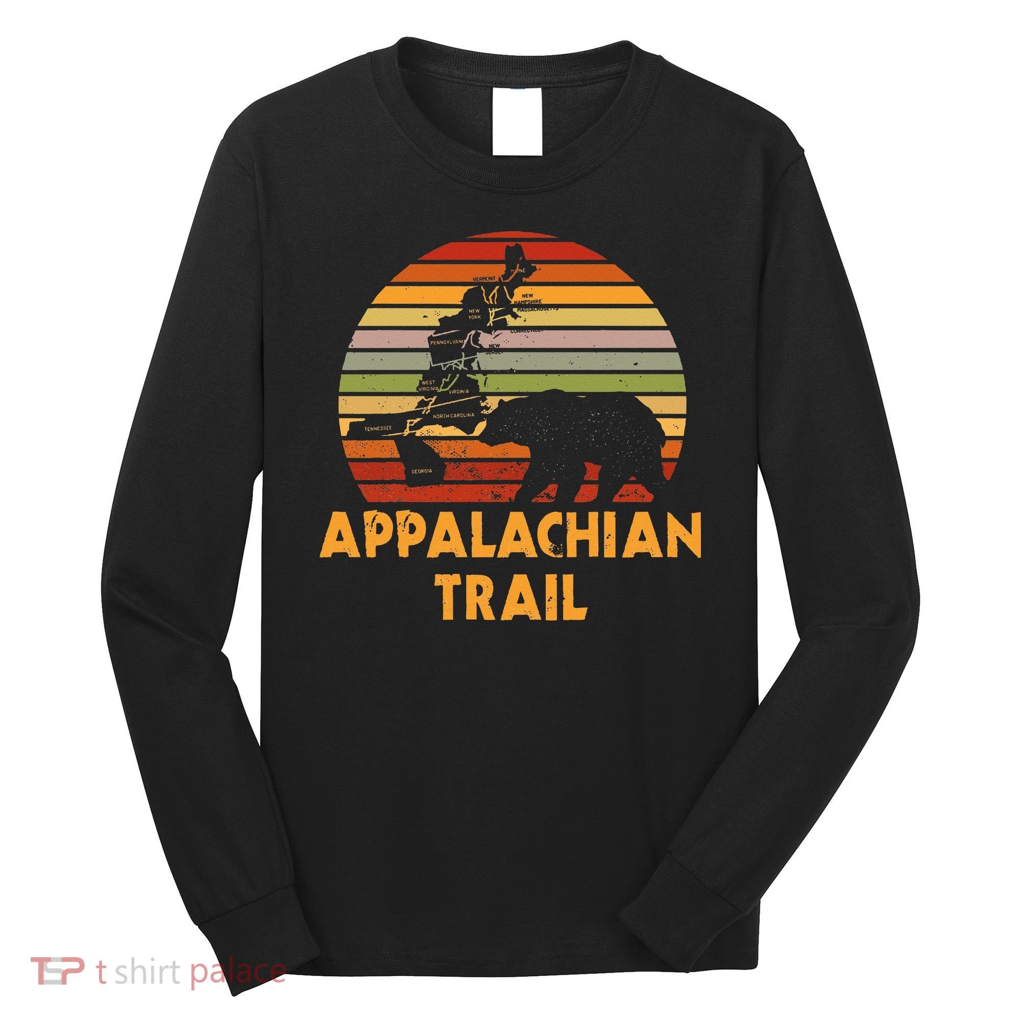 Appalachian Trail Map With Bear Long Sleeve Shirt