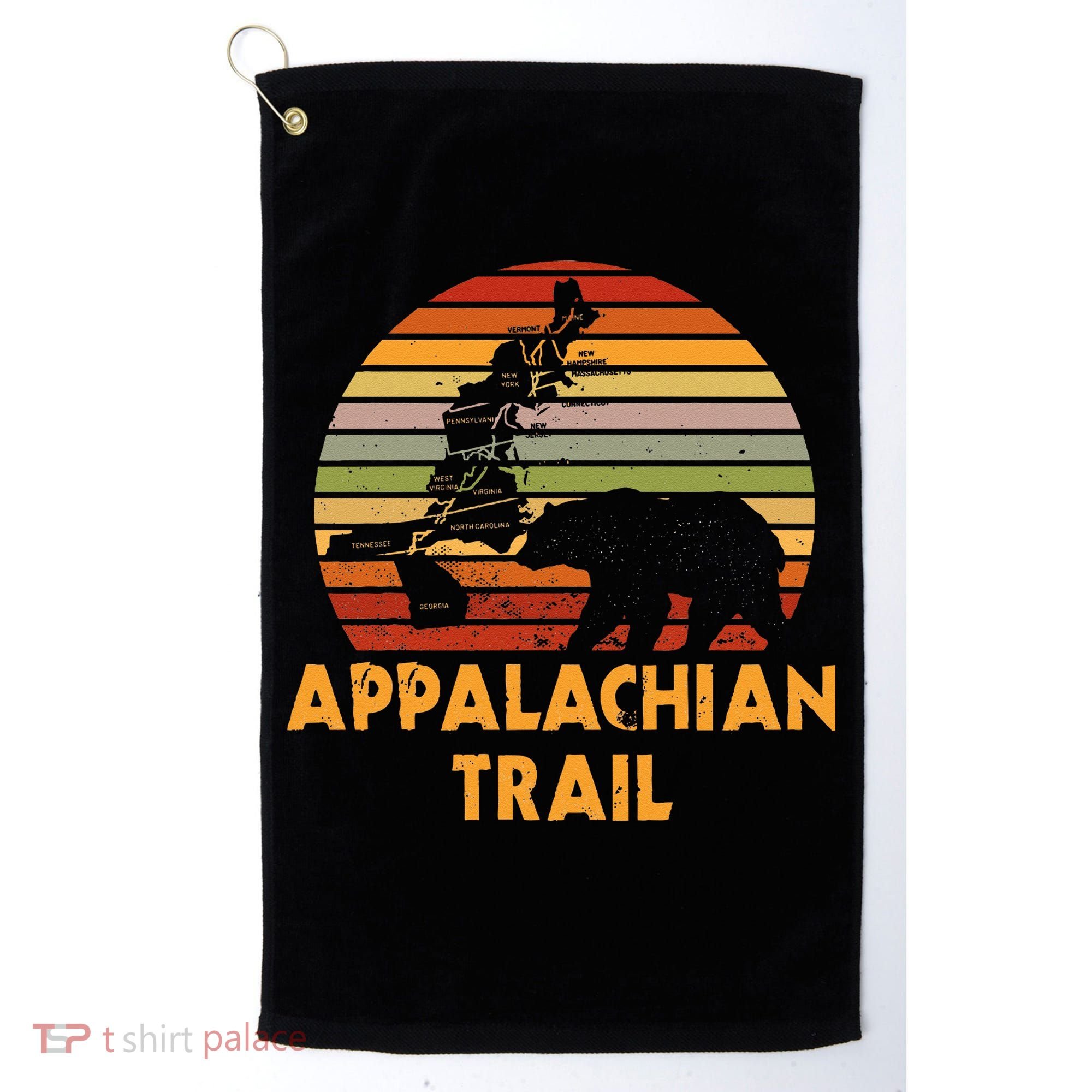 Appalachian Trail Map With Bear Golf Towel
