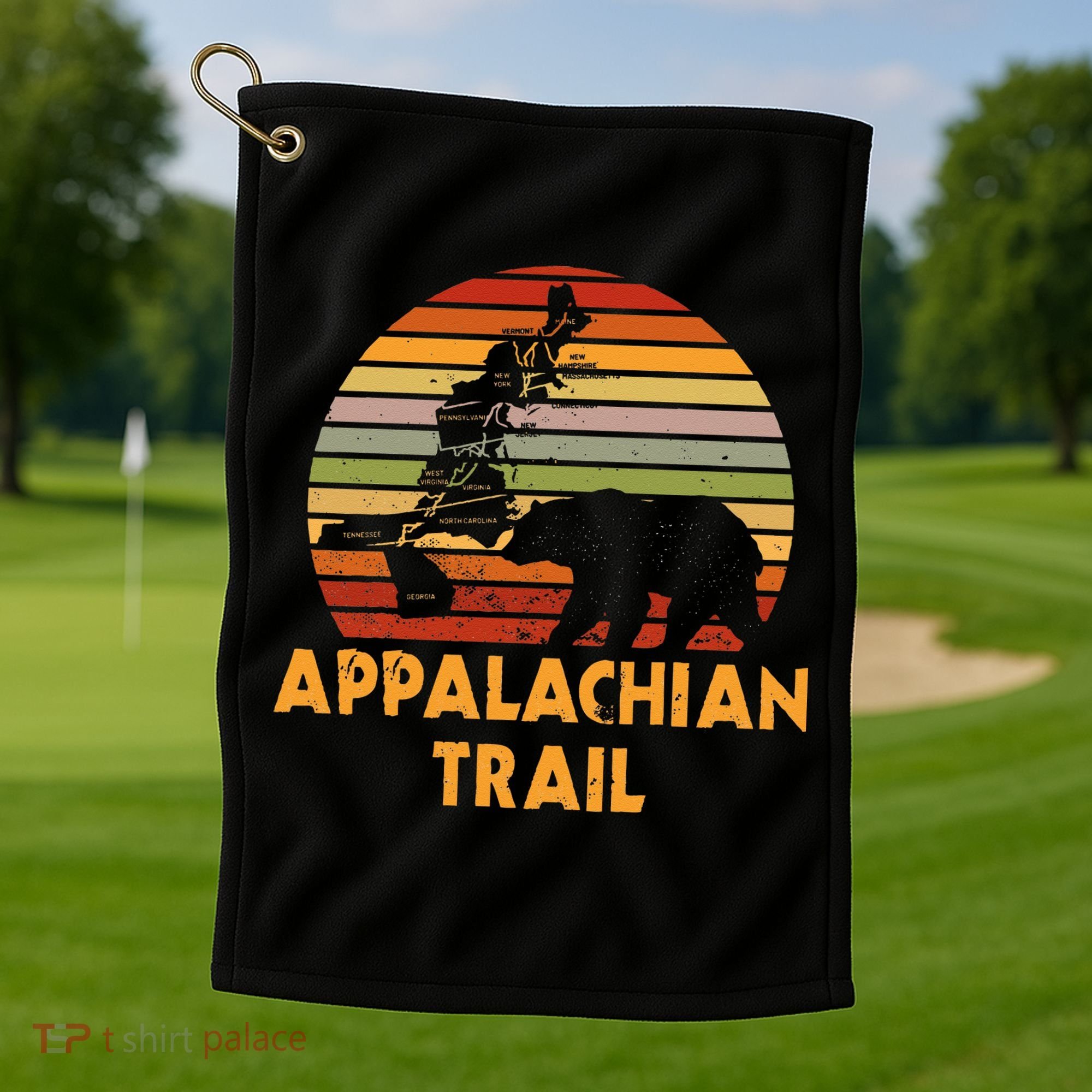 Appalachian Trail Map With Bear Golf Towel