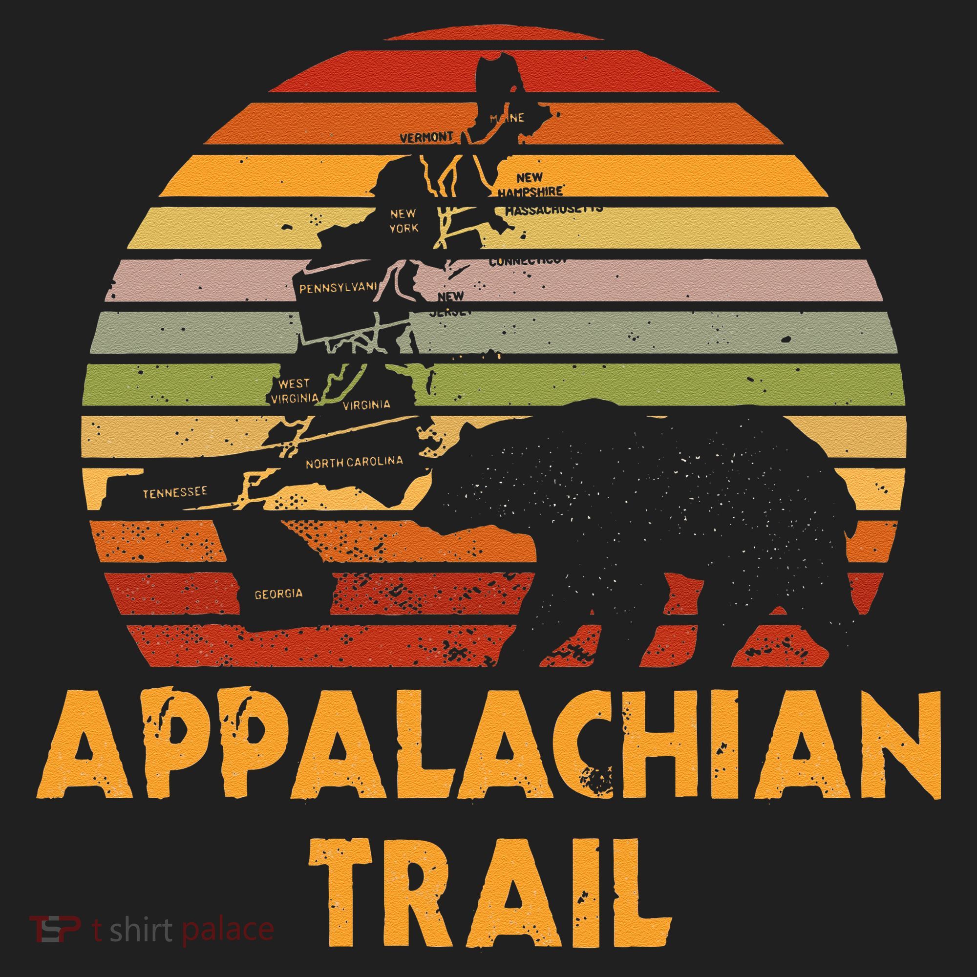 Appalachian Trail Map With Bear Golf Towel