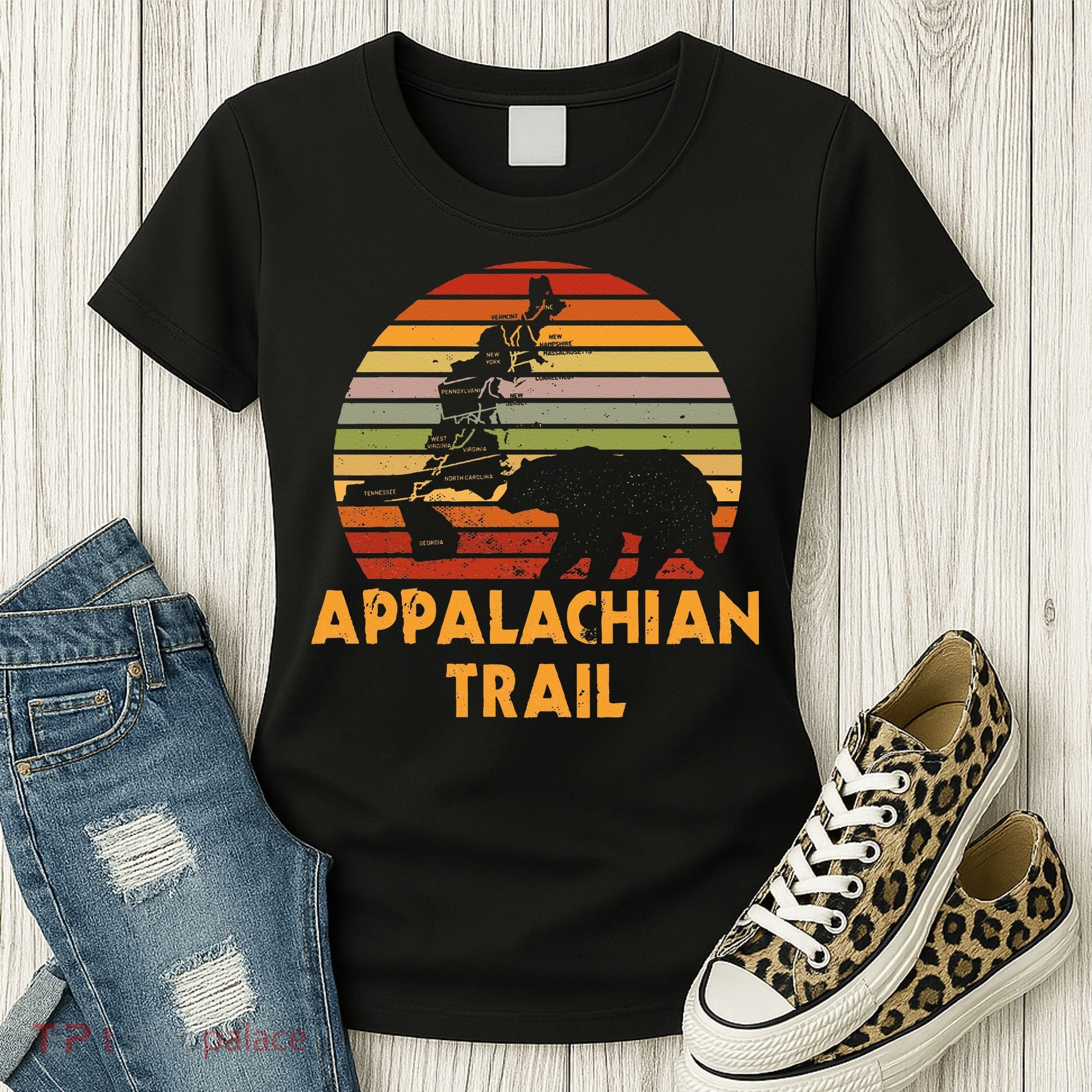 Appalachian Trail Map With Bear Women's T-Shirt