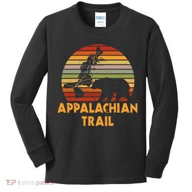 Appalachian Trail Map With Bear Kids Long Sleeve Shirt