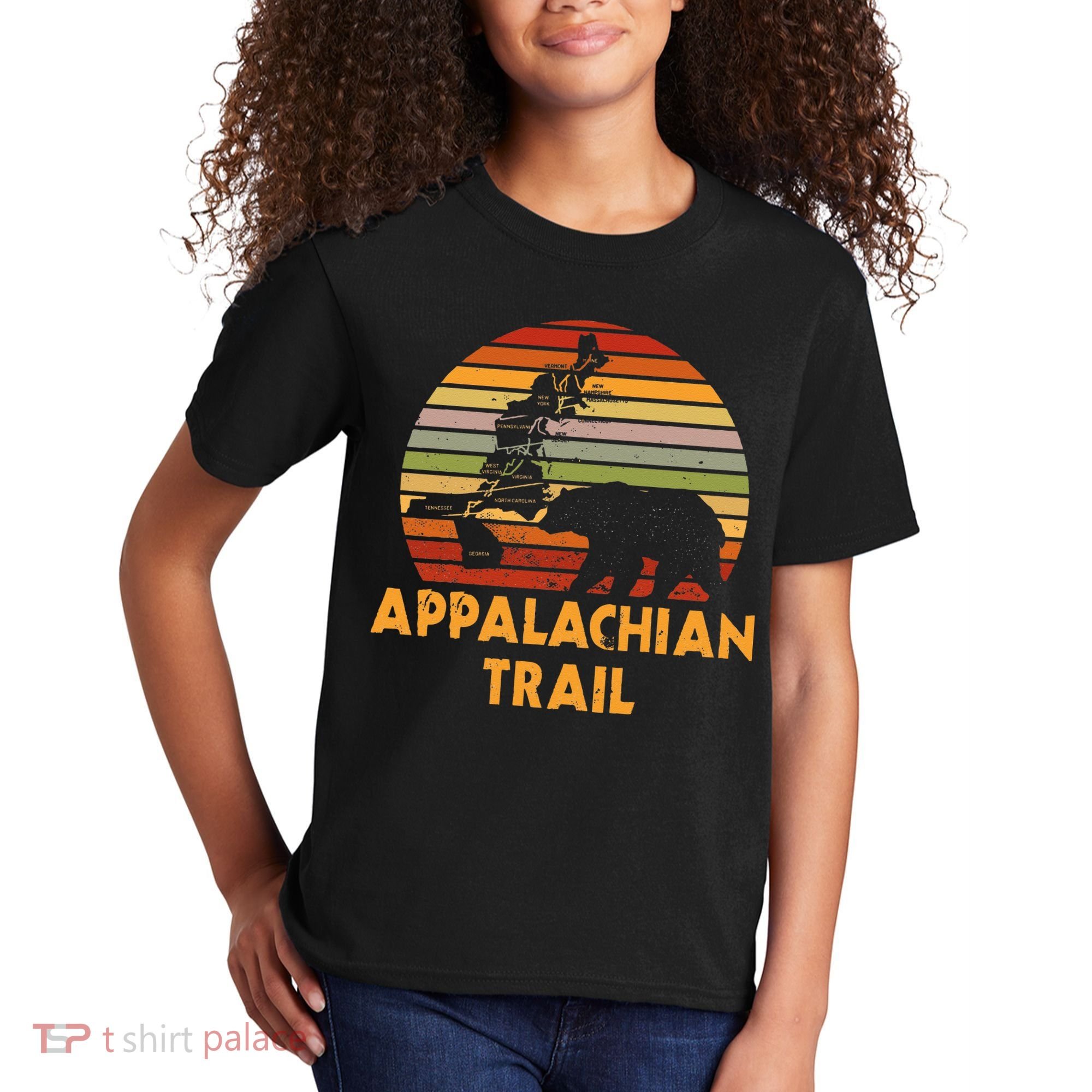 Appalachian Trail Map With Bear Kids T-Shirt