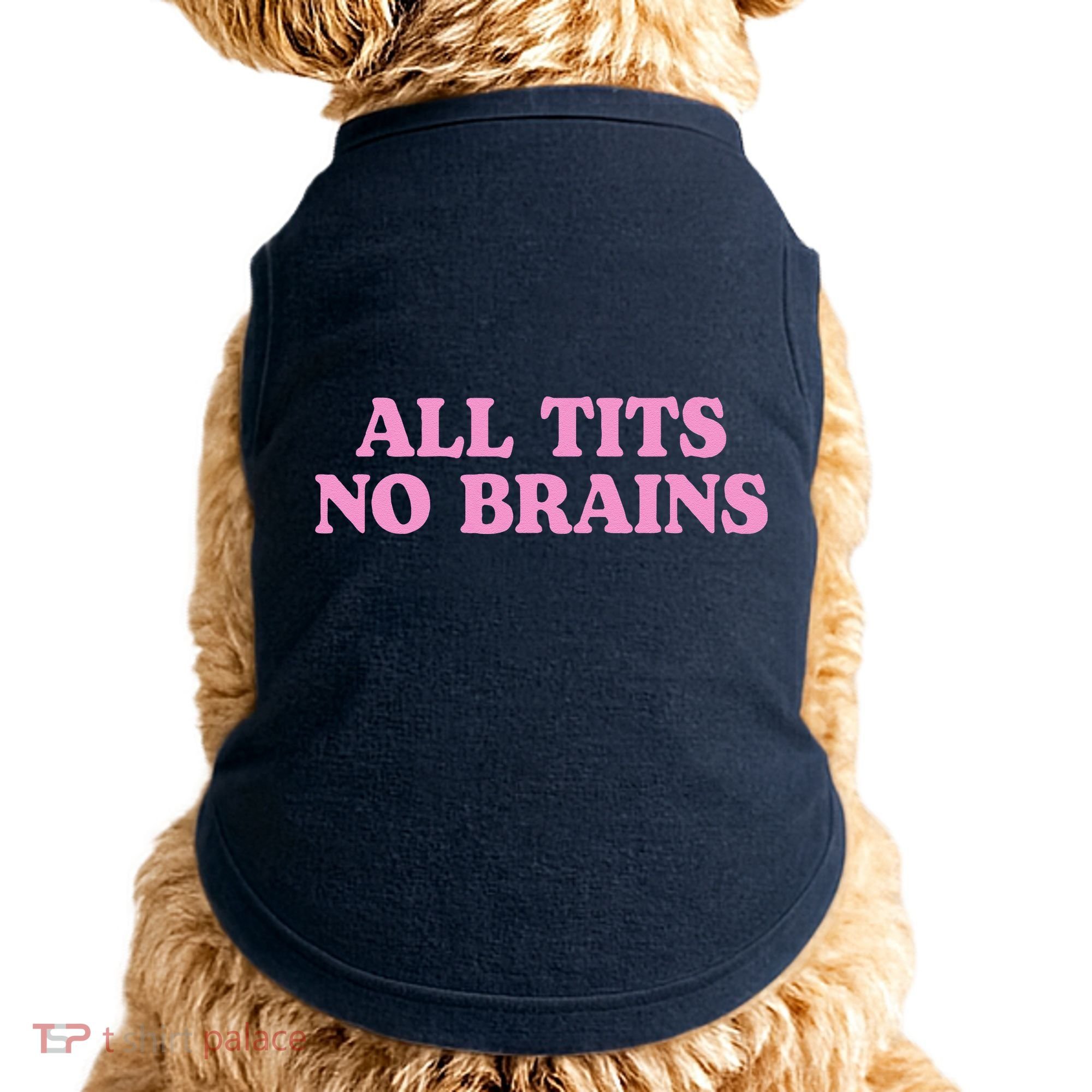 All Tits No Brains Funny Sarcastic Saying Doggie Tank