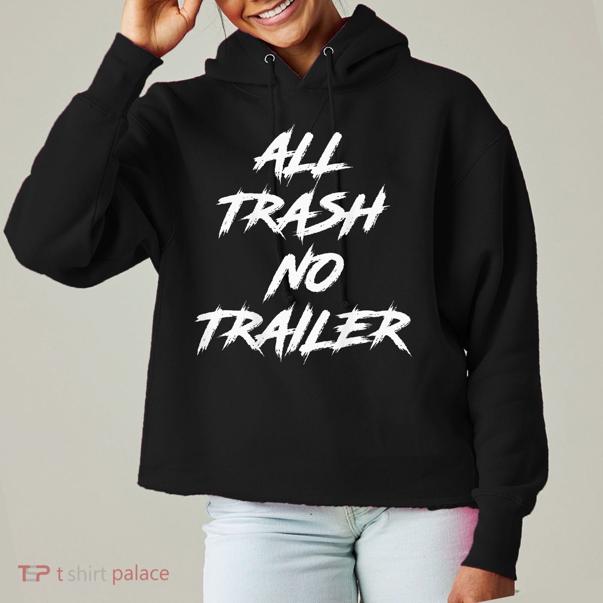 All Trash No Trailer Ladies Heavyweight Boxy Pullover Hoodie