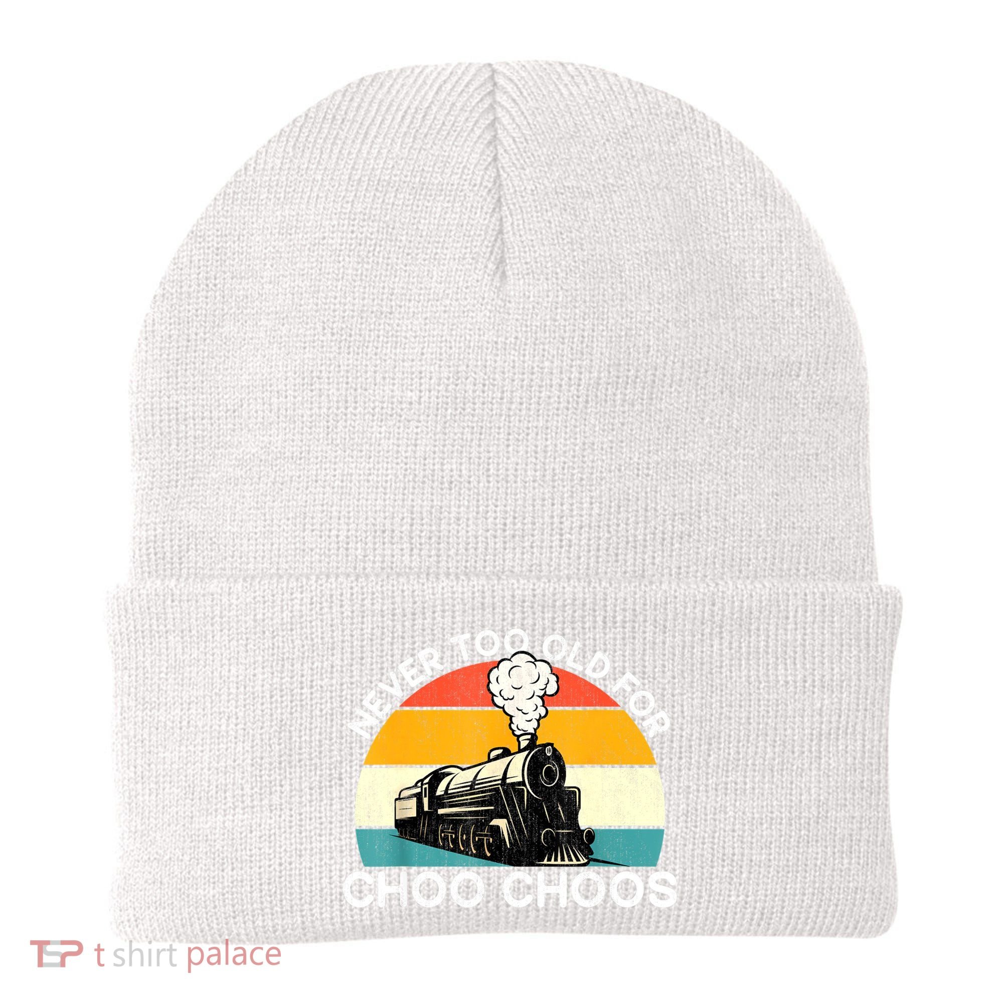Adult Train Never Too Old For Choo Choos Retro Locomotive Beanie
