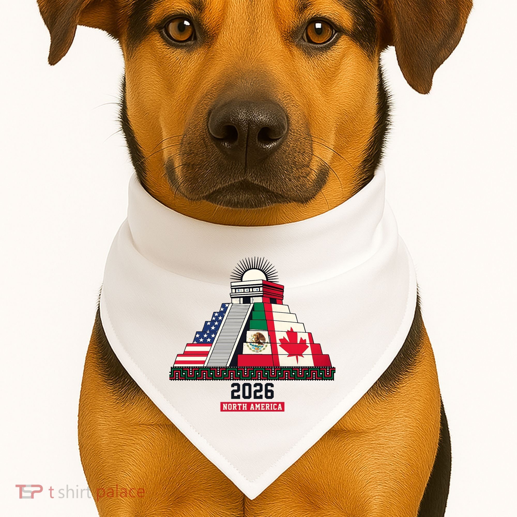 Aztec Temple North America Soccer 2026 USA-Made Doggie Bandana