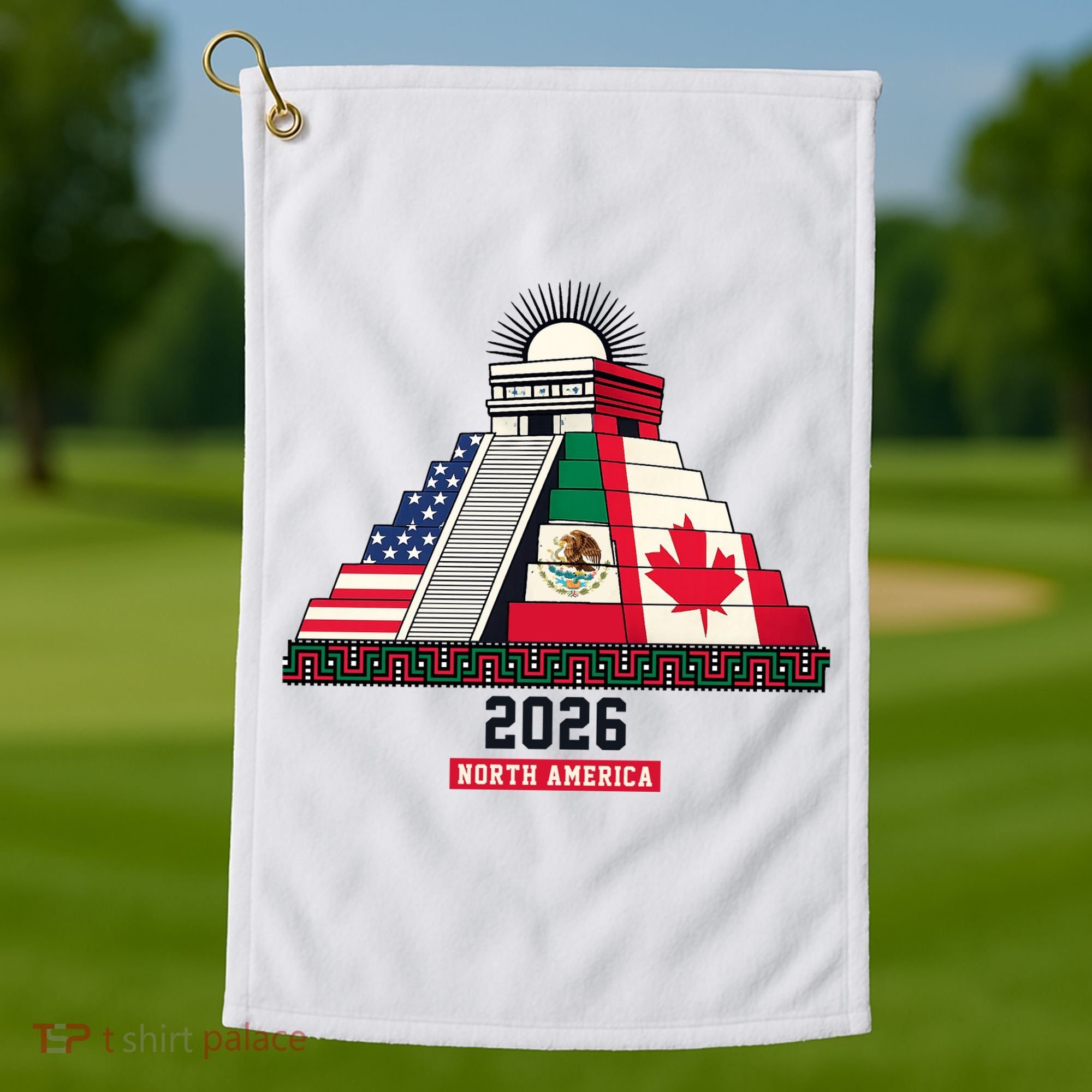 Aztec Temple North America Soccer 2026 Golf Towel