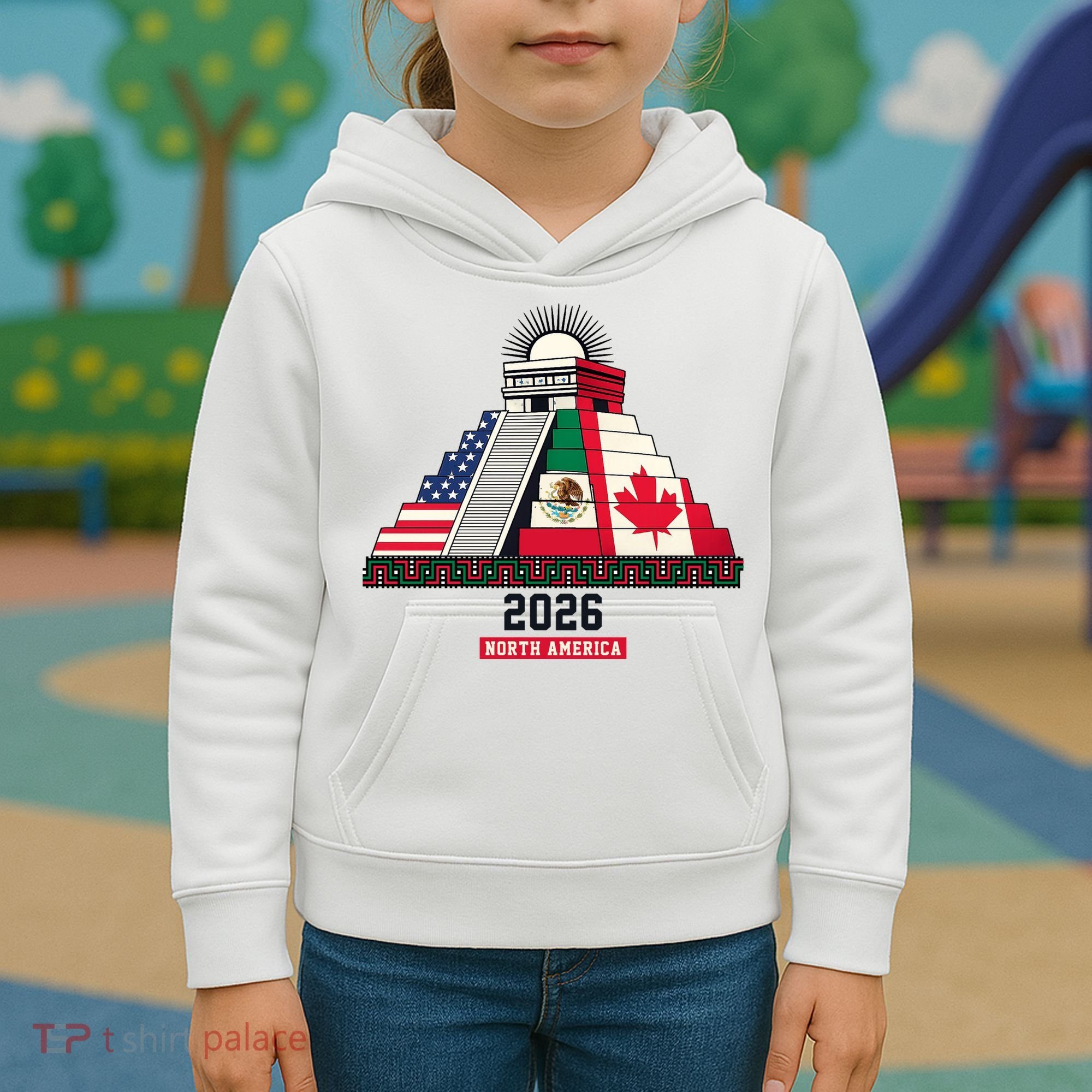 Aztec Temple North America Soccer 2026 Kids Hoodie