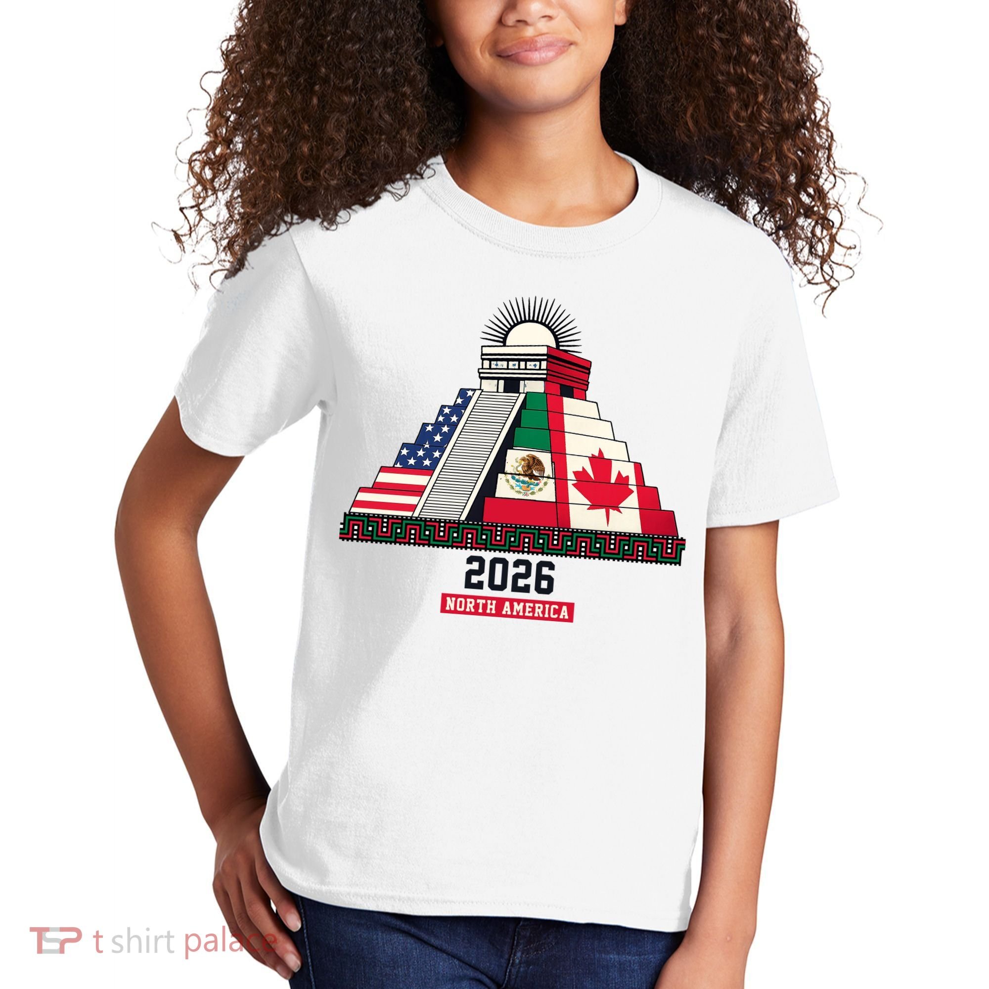 Aztec Temple North America Soccer 2026 Kids T-Shirt