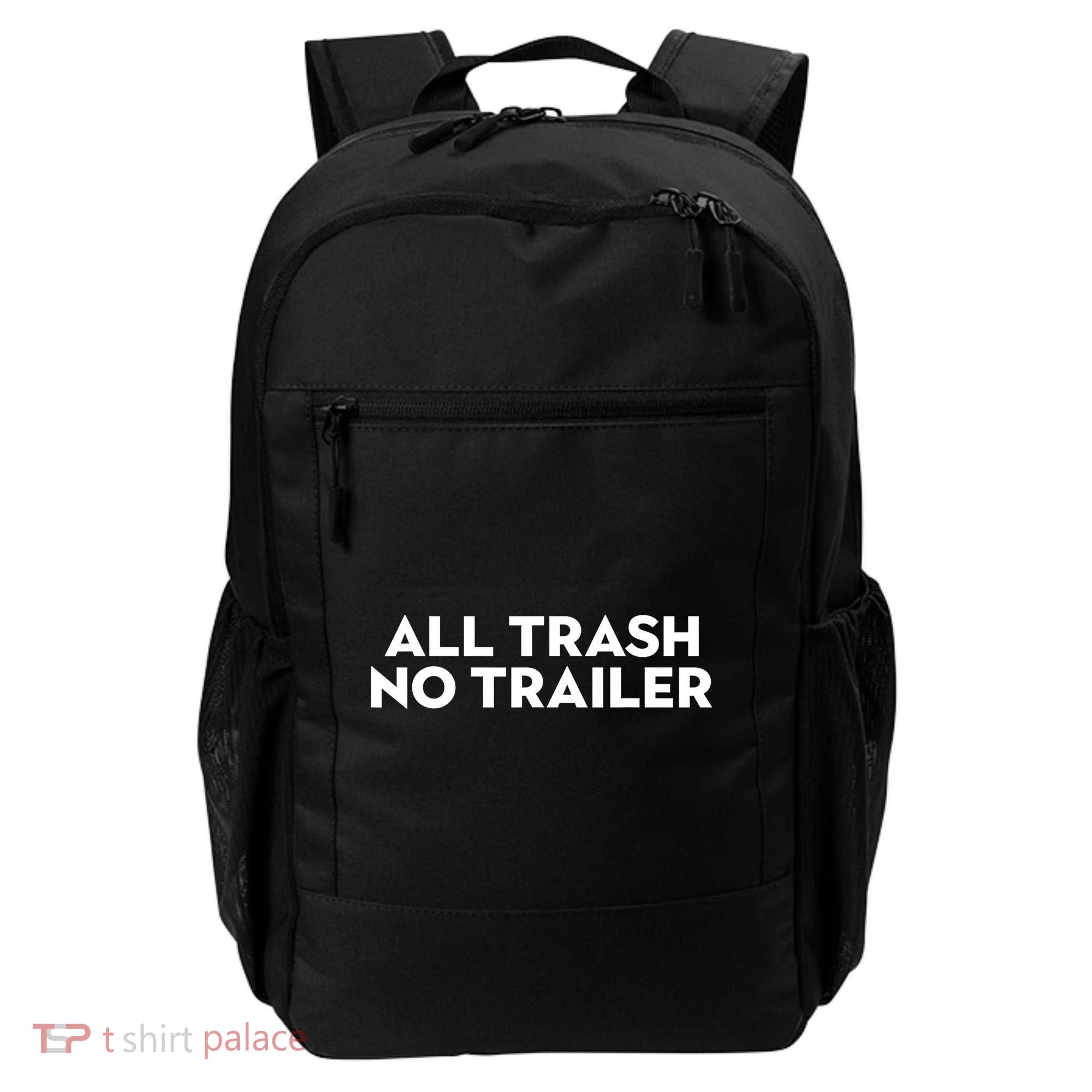 All Trash No Trailer Unisex Black Cotton Small Backpack