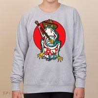American Traditional Old School Tattoo Flash Frog Banjo Women's Sweatshirt thumb 0