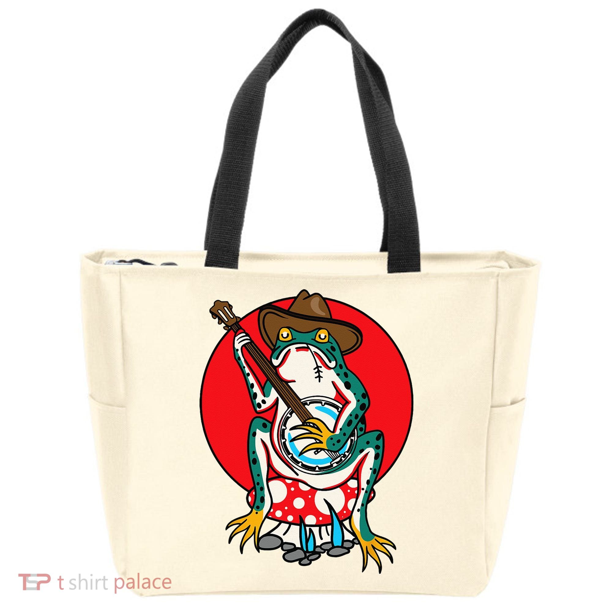 American Traditional Old School Tattoo Flash Frog Banjo Tote Bag