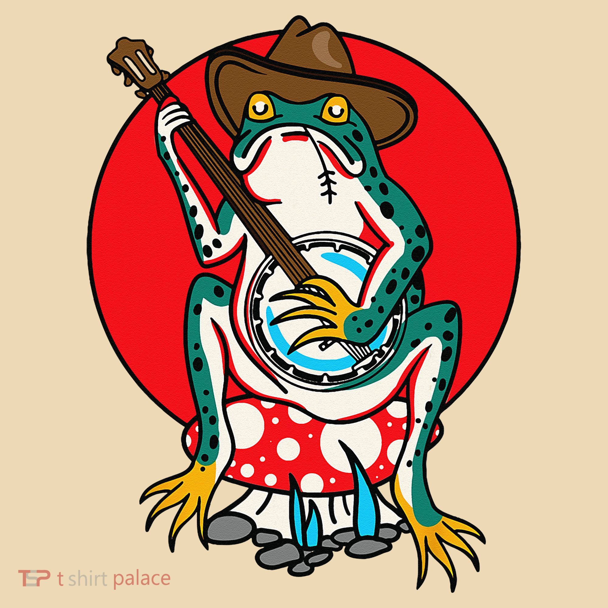 American Traditional Old School Tattoo Flash Frog Banjo Tote Bag
