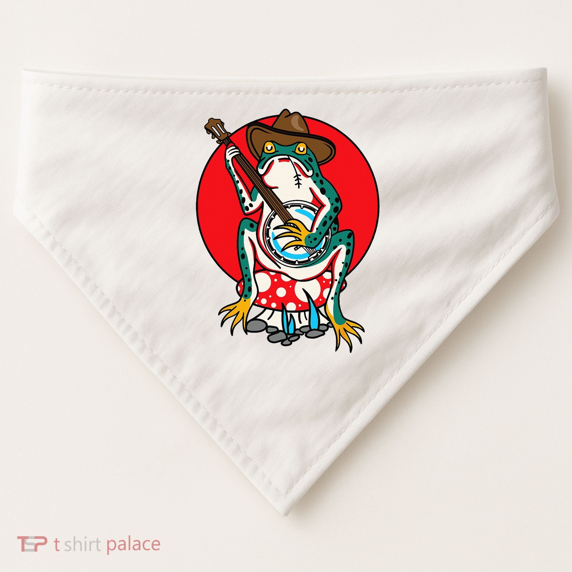 American Traditional Old School Tattoo Flash Frog Banjo USA-Made Doggie Bandana