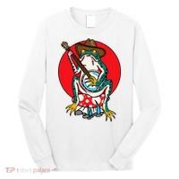 American Traditional Old School Tattoo Flash Frog Banjo Long Sleeve Shirt thumb 0
