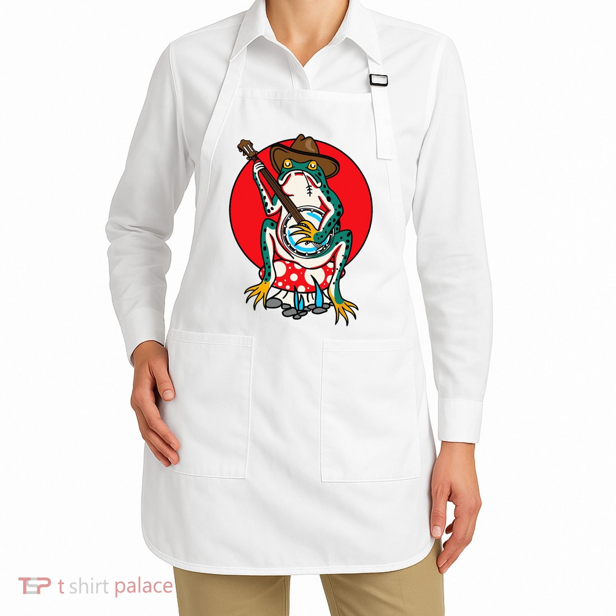 American Traditional Old School Tattoo Flash Frog Banjo Apron