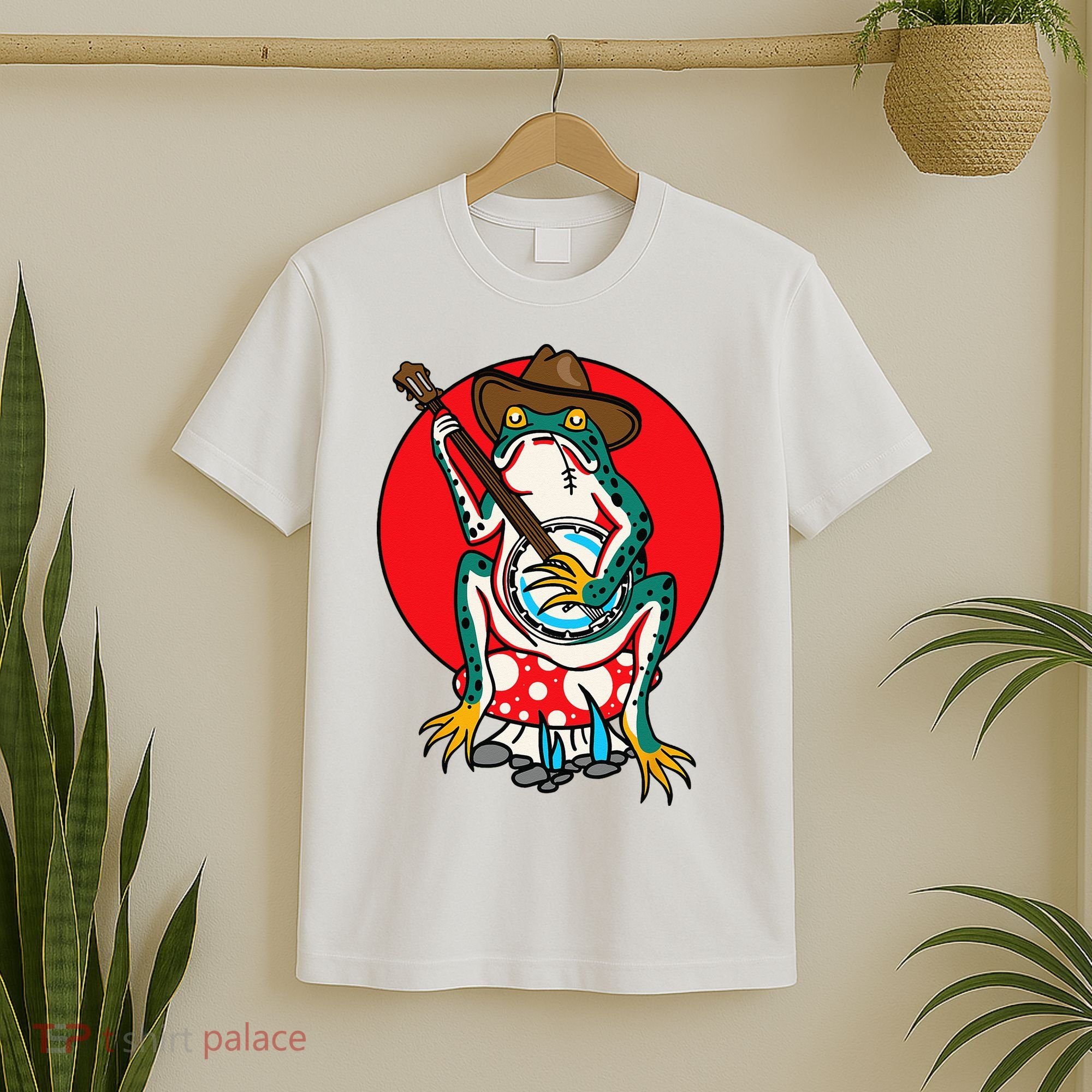 American Traditional Old School Tattoo Flash Frog Banjo T-Shirt