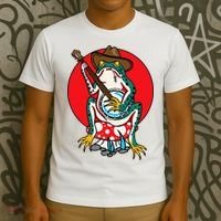 American Traditional Old School Tattoo Flash Frog Banjo T-Shirt thumb 3