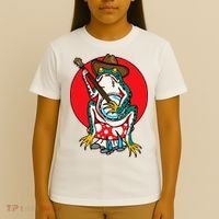American Traditional Old School Tattoo Flash Frog Banjo T-Shirt thumb 4