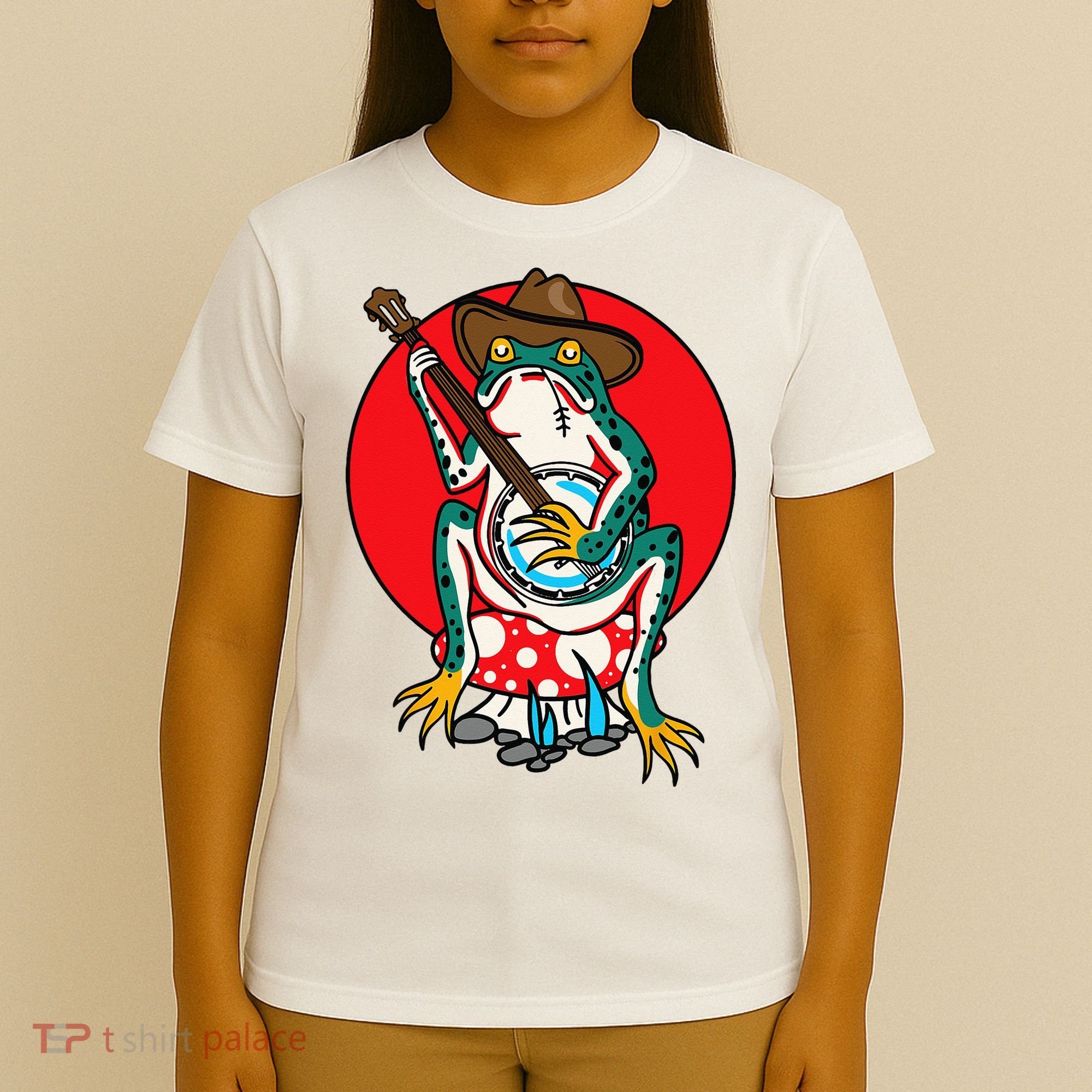 American Traditional Old School Tattoo Flash Frog Banjo T-Shirt
