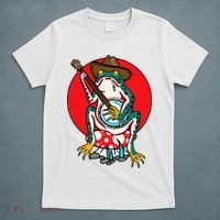 American Traditional Old School Tattoo Flash Frog Banjo T-Shirt thumb 5