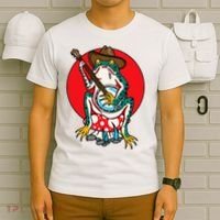 American Traditional Old School Tattoo Flash Frog Banjo T-Shirt thumb 6