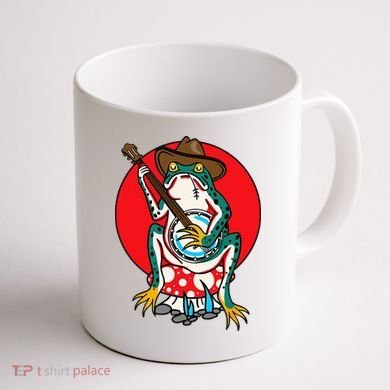 American Traditional Old School Tattoo Flash Frog Banjo Coffee Mug back