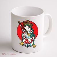 American Traditional Old School Tattoo Flash Frog Banjo Coffee Mug thumb 1