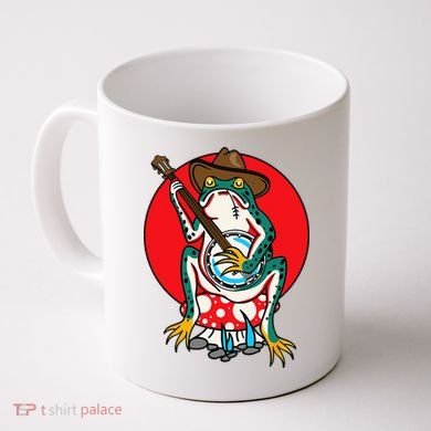 American Traditional Old School Tattoo Flash Frog Banjo Coffee Mug