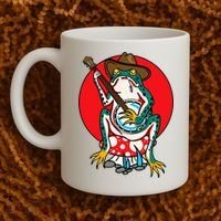 American Traditional Old School Tattoo Flash Frog Banjo Coffee Mug thumb 2