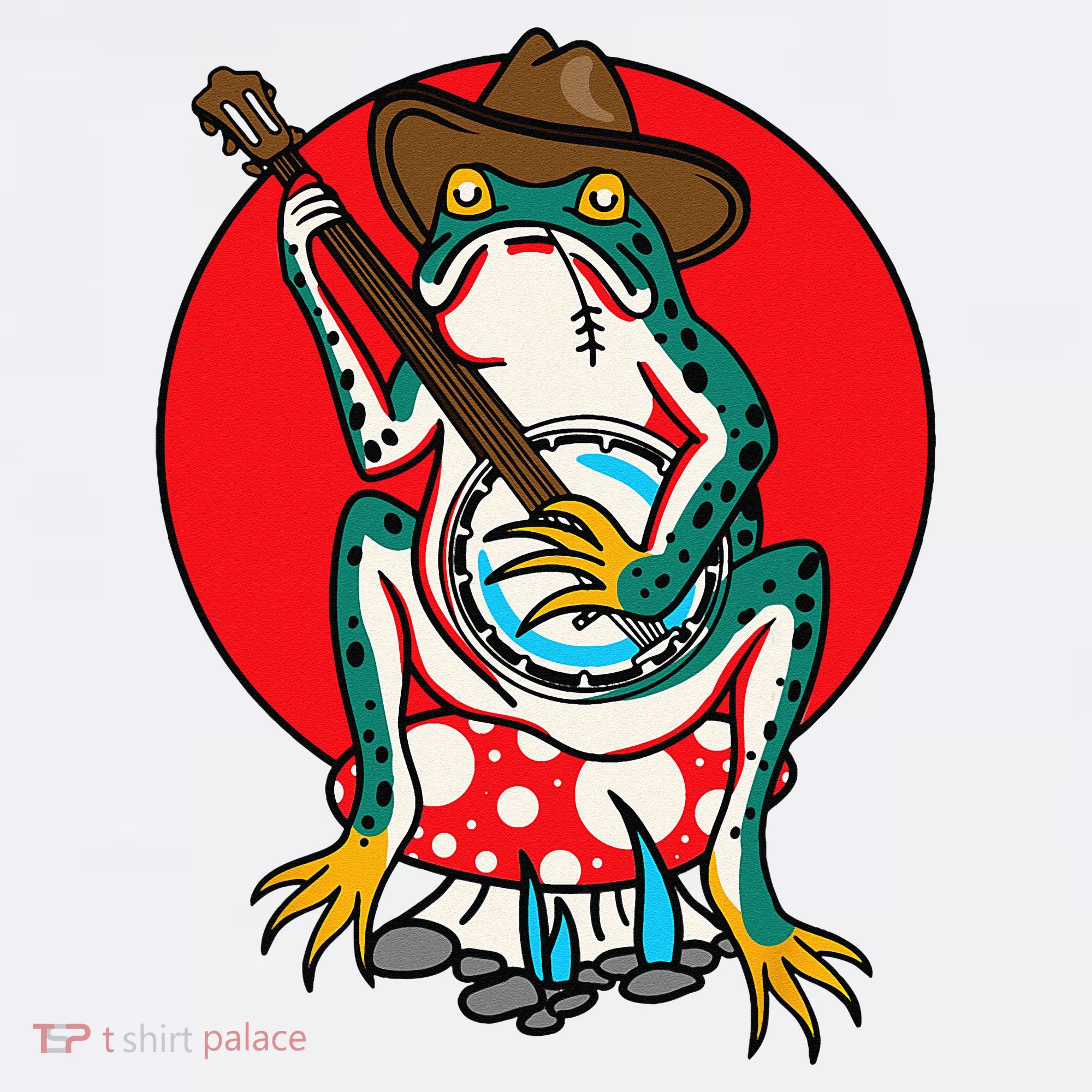 American Traditional Old School Tattoo Flash Frog Banjo Women's Hoodie