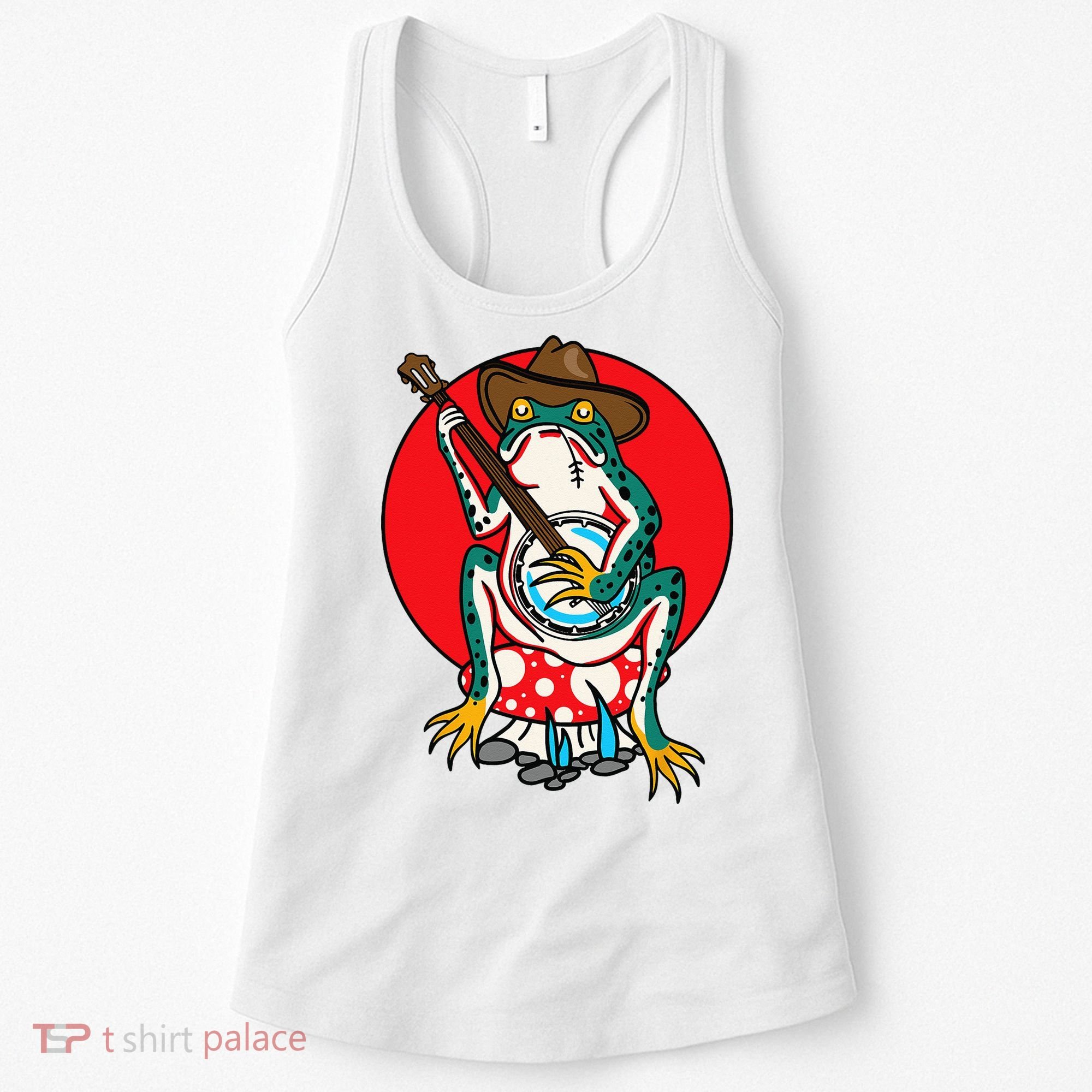 American Traditional Old School Tattoo Flash Frog Banjo Women's Tank Top