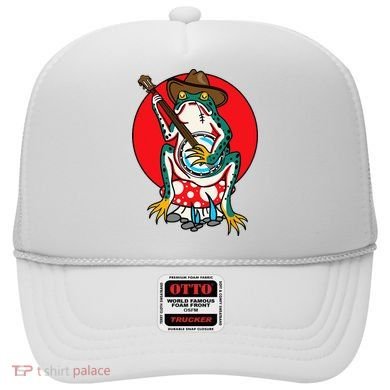 American Traditional Old School Tattoo Flash Frog Banjo Hat