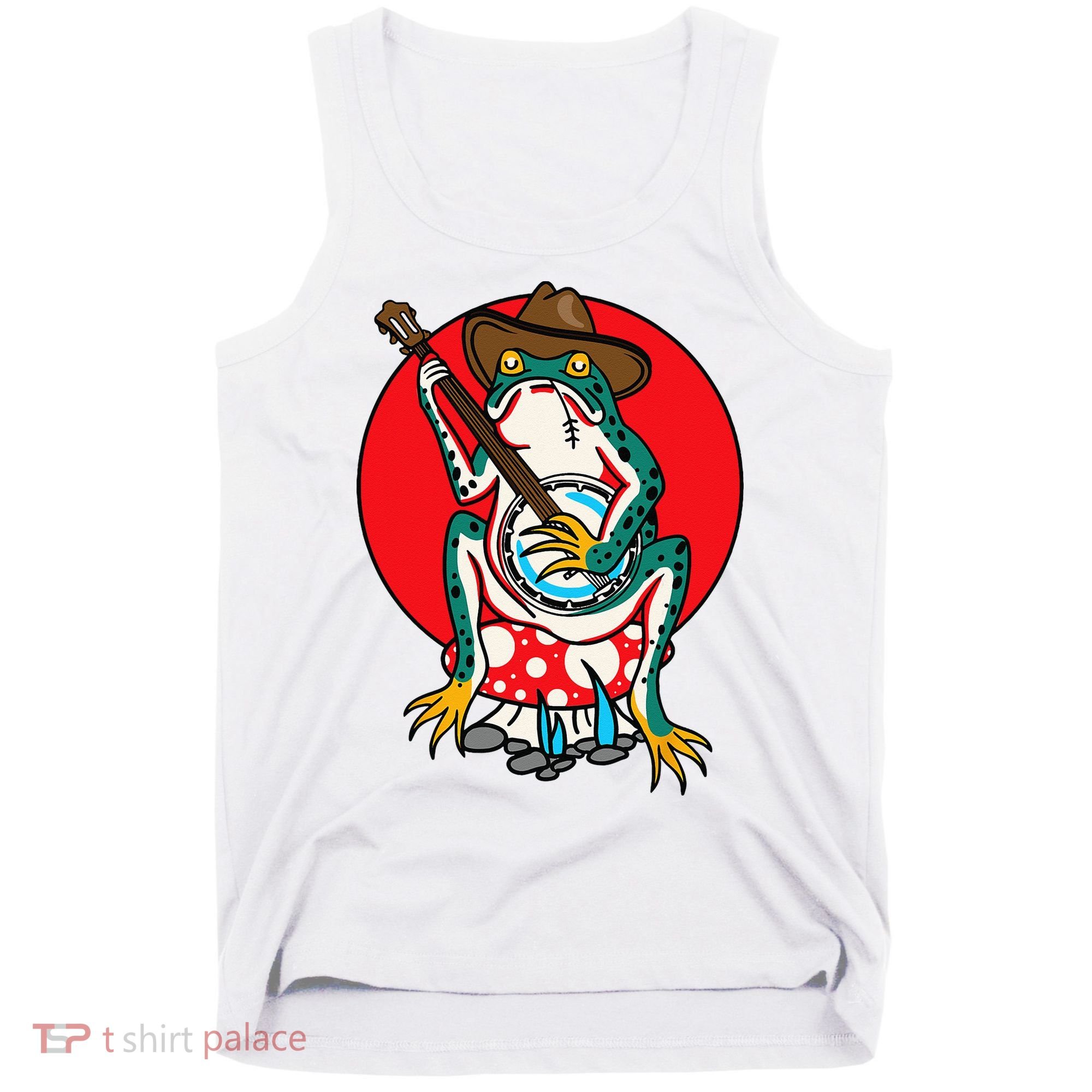 American Traditional Old School Tattoo Flash Frog Banjo Tank Top